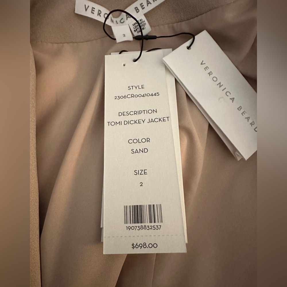 Veronica beard Size 2 Suit In Sand. Tomi Dickey Jacket And Robinne Pants NWT - Picture 7 of 15